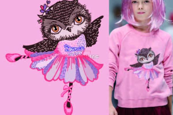 卡通动物猫头鹰印花图案服装裁片T恤卫衣烫图印花花型素材