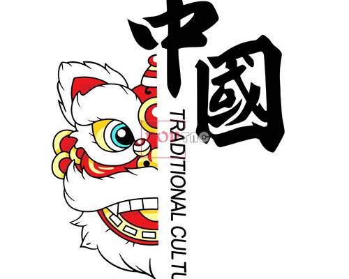 中国风花纹舞狮印花图案服装裁片T恤卫衣烫图印花花型素材