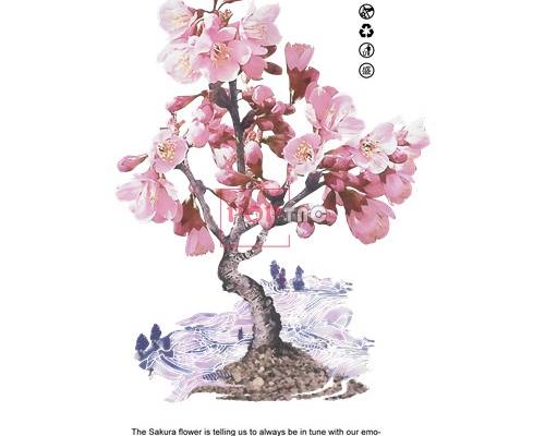 中国李宁桃花字母印花图案服装裁片T恤卫衣烫图印花花型素材