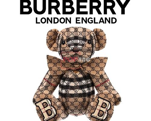 潮牌BURBERRY熊印花图案服装裁片T恤卫衣烫图印花花型素材