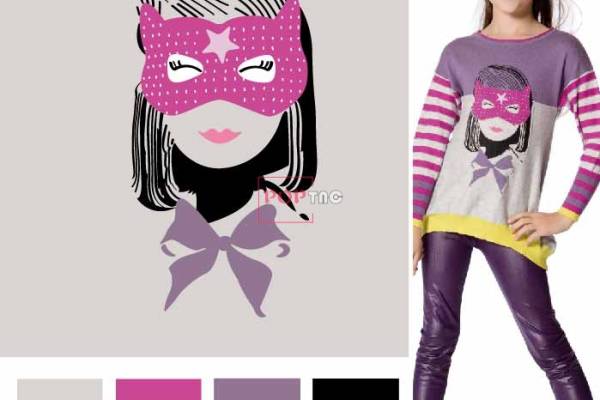 卡通人物面具印花图案服装裁片T恤卫衣烫图印花花型素材