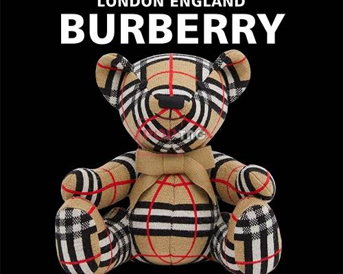 卡通BURBERRY熊印花图案服装裁片T恤卫衣烫图印花花型素材