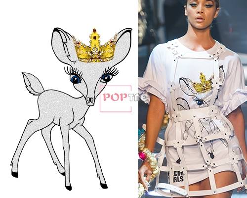 动物小鹿皇冠印花图案服装裁片T恤卫衣烫图印花花型素材