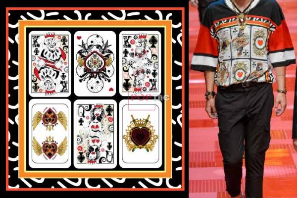几何图案扑克牌印花服装裁片T恤卫衣烫图印花花型素材