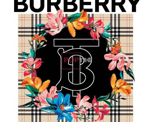 潮牌BURBERRY格子花朵印花图案服装裁片T恤卫衣烫图印花花型素材