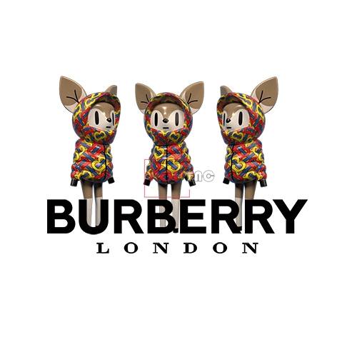 卡通动物小鹿burberry印花图案服装裁片t恤卫衣烫图印花花型素材