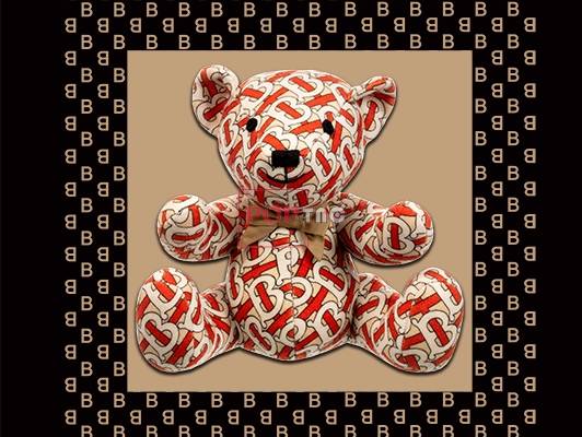 卡通BURBERRY熊印花图案服装裁片T恤卫衣烫图印花花型素材