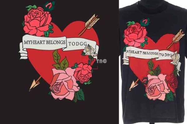 爱心玫瑰花字母印花图案服装裁片T恤卫衣烫图印花花型素材