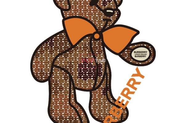卡通BURBERRY熊印花图案服装裁片T恤卫衣烫图印花花型素材