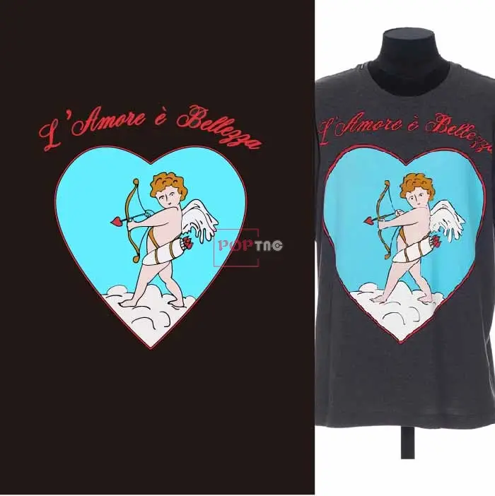 丘比特爱心字母印花图案服装裁片T恤卫衣烫图印花花型素材