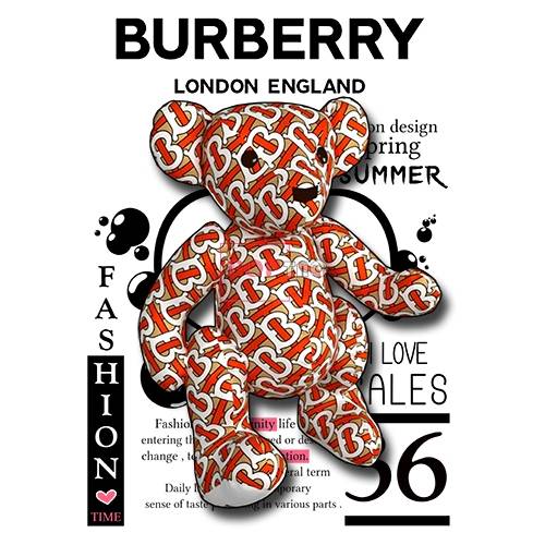 卡通burberry熊印花图案服装裁片t恤卫衣烫图印花花型素材