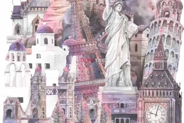 几何建筑狮身人面兽自由女神印花图案服装裁片T恤卫衣烫图印花花型素材