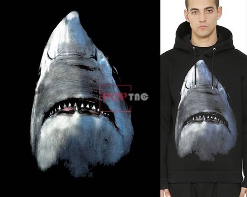 鲨鱼图案印花服装裁片T恤卫衣烫图印花花型素材