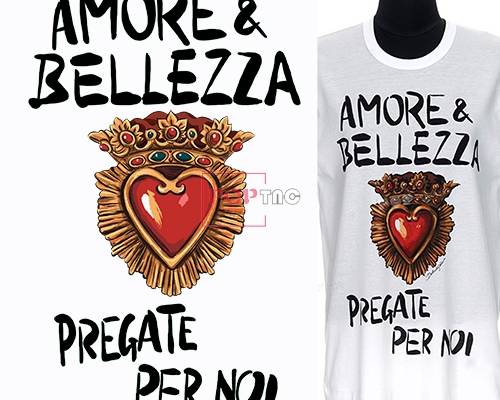 字母图案爱心印花服装裁片T恤卫衣烫图印花花型素材