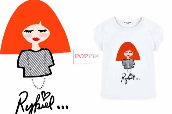 卡通小女孩字母印花图案服装裁片T恤卫衣烫图印花花型素材