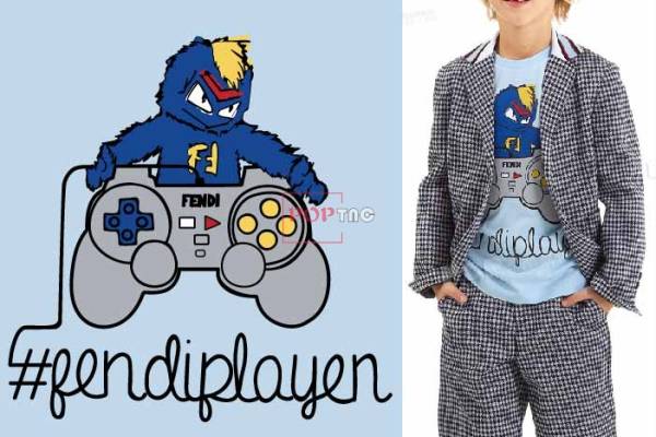 卡通人物游戏手柄潮牌FENDI印花图案服装裁片T恤卫衣烫图印花花型素材
