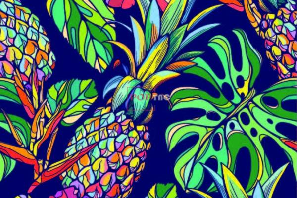 菠萝花卉印花图案服装纺织数码印花花型素材