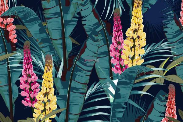 多彩植物花卉拼接印花图案服装纺织数码印花花型素材