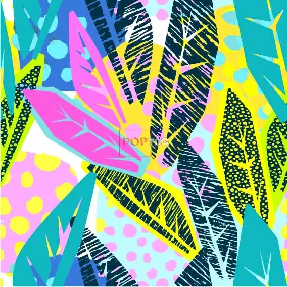 多彩植物花卉拼接印花图案服装纺织数码印花花型素材