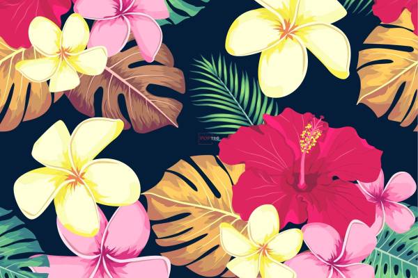 多彩植物花卉拼接印花图案服装纺织数码印花花型素材