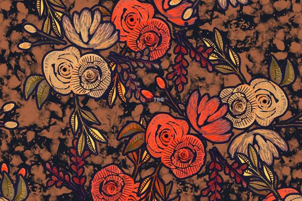 中老年多彩植物花卉拼接印花图案服装纺织数码印花花型素材