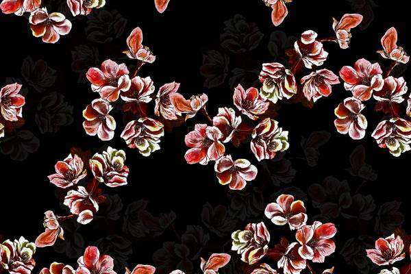 中老年多彩植物花卉拼接印花图案服装纺织数码印花花型素材