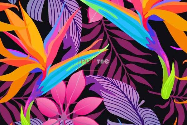 多彩植物花卉拼接印花图案服装纺织数码印花花型素材