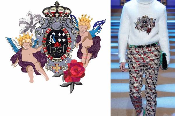 卡通动漫天使玫瑰花印花图案服装裁片T恤卫衣烫图印花花型素材