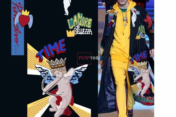 卡通动漫天使字母潮牌DG印花图案服装裁片T恤卫衣烫图印花花型素材