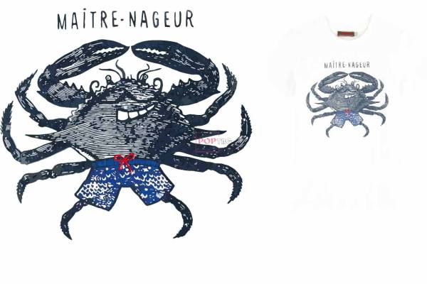 卡通动物螃蟹印花图案服装裁片T恤卫衣烫图印花花型素材