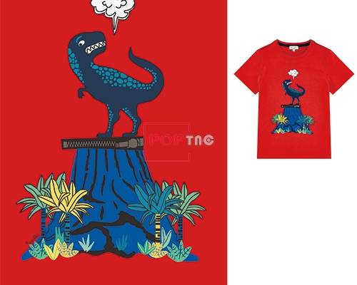 卡通动物恐龙儿童印花图案服装裁片T恤卫衣烫图印花花型素材