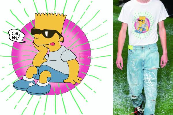 卡通动漫人物辛普森字母印花图案服装裁片T恤卫衣烫图印花花型素材