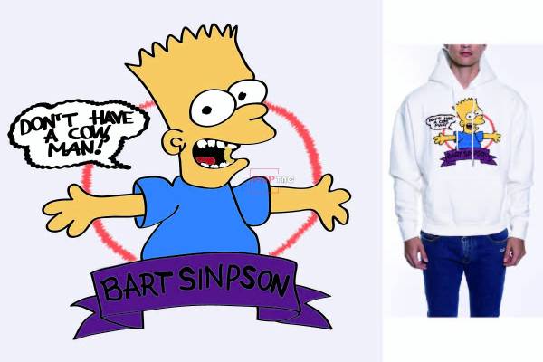卡通动漫人物辛普森字母印花图案服装裁片T恤卫衣烫图印花花型素材