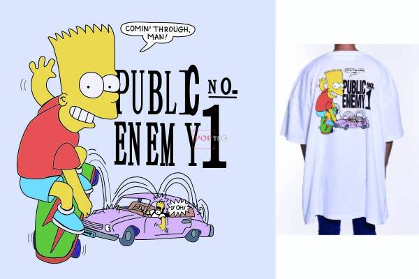 卡通动漫人物辛普森字母印花图案服装裁片T恤卫衣烫图印花花型素材