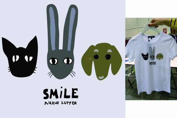 卡通动物兔子猫咪字母印花图案服装裁片T恤卫衣烫图印花花型素材