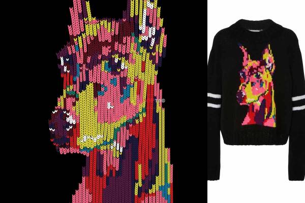 动物小狗毛衣风格印花图案服装裁片T恤卫衣烫图印花花型素材