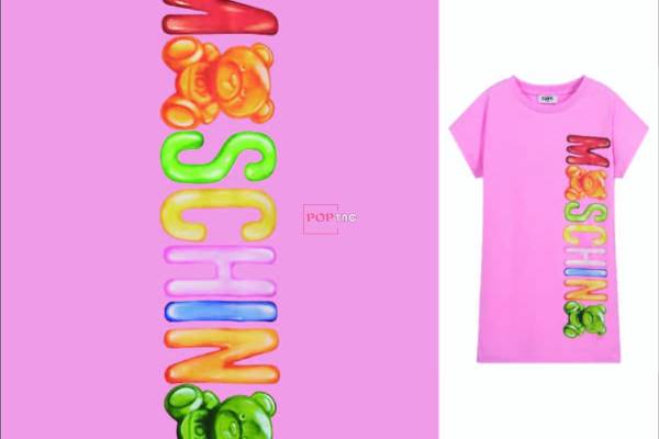 潮牌MOSCHINO熊印花图案服装裁片T恤卫衣烫图印花花型素材