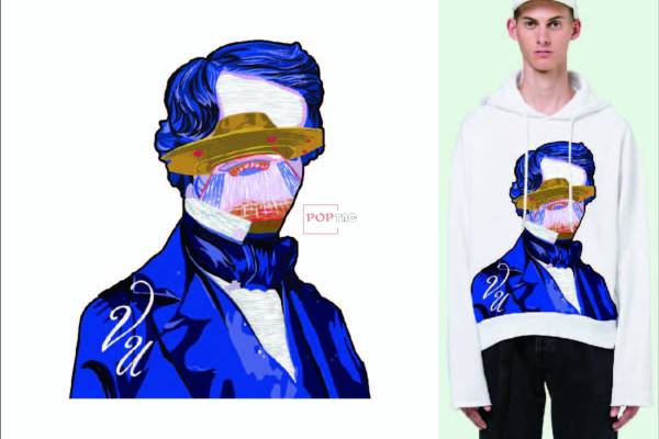 人物图案飞碟印花服装裁片T恤卫衣烫图印花花型素材