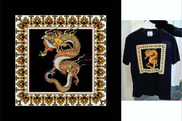 几何花纹飞龙印花图案服装裁片T恤卫衣烫图印花花型素材