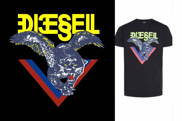 动物豹子翅膀字母印花图案服装裁片T恤卫衣烫图印花花型素材