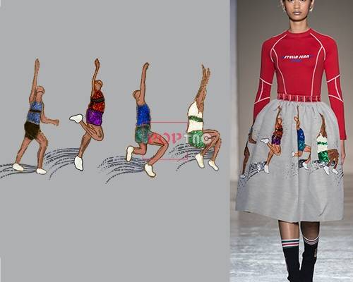 运动人物印花图案服装裁片T恤卫衣烫图印花花型素材