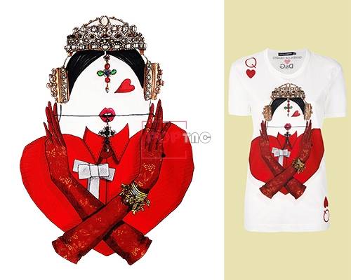 潮牌人物Q皇后印花图案服装裁片T恤卫衣烫图印花花型素材