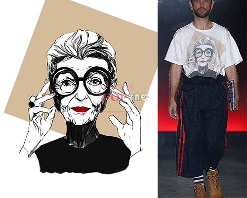 女士人物印花图案服装裁片T恤卫衣烫图印花花型素材