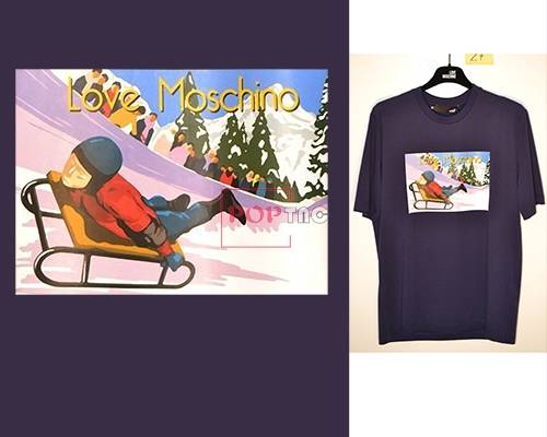 滑雪人物潮牌MOSCHINO字母印花图案服装裁片T恤卫衣烫图印花花型素材