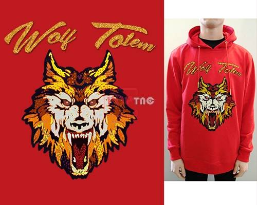 动物狼图腾字母印花图案服装裁片T恤卫衣烫图印花花型素材