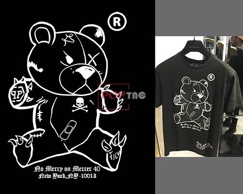 卡通熊字母印花图案服装裁片T恤卫衣烫图印花花型素材