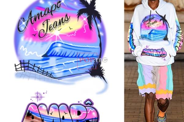 霓虹色字母印花图案服装裁片T恤卫衣烫图印花花型素材