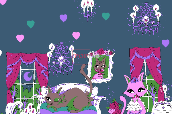 卡通猫咪爱心印花图案纺织水印数码印花花型素材