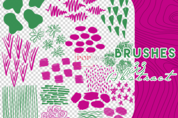 涂鸦线条、五角星、划线等纹理PS笔刷