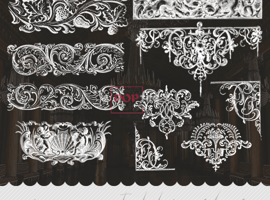 富丽堂皇的欧式雕刻风格花纹图案PS笔刷